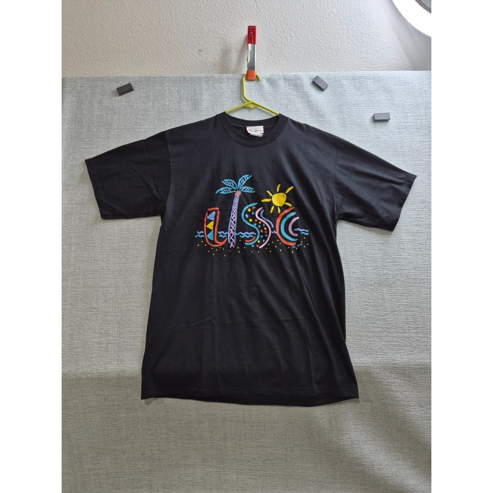 Vintage Art To Wear By Ken Done T Shirt Men XL Black Graphic Palm Tree Sun Beach